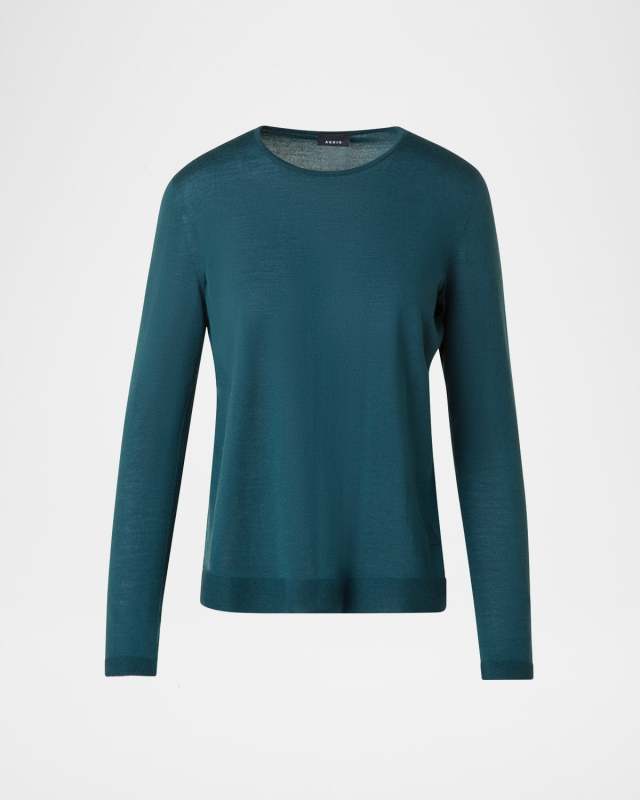 Cashmere-Silk Fine Gauge Seamless Knit Sweater